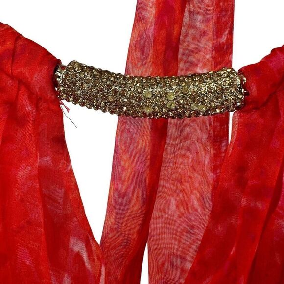 Laundry Shelli Segal Dress Halter Rhinestone High Low Beach Pink Boho Size 8 - Picture 5 of 11